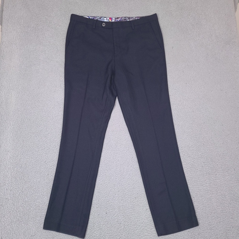 Paisley & Gray Dress Pants Mens 36x32 Slim Fit Navy Blue Black Textured Trousers